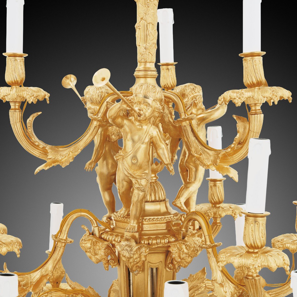 Lustre En Bronze Doré De Style Louis XIV.-photo-2