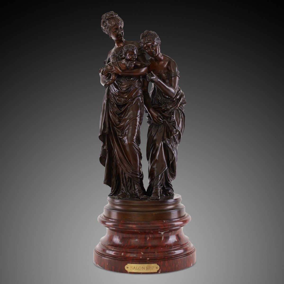 Sculpture En Bronze De Femmes Victoriennes Du XIXe Siècle