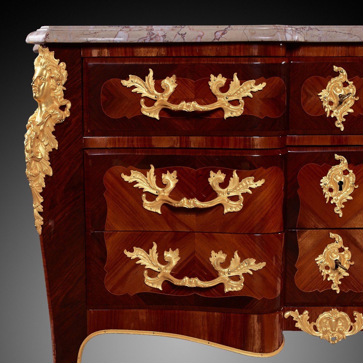 Commode Française Du XIXe Siècle, d'époque Louis XV, De Style Rococo-photo-3