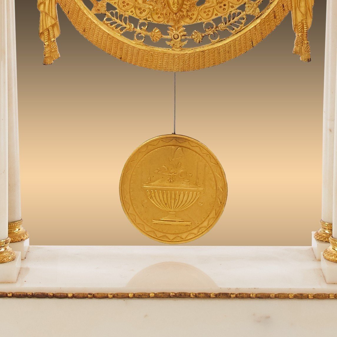 A Bronze Portico Clock, White Marble-photo-2