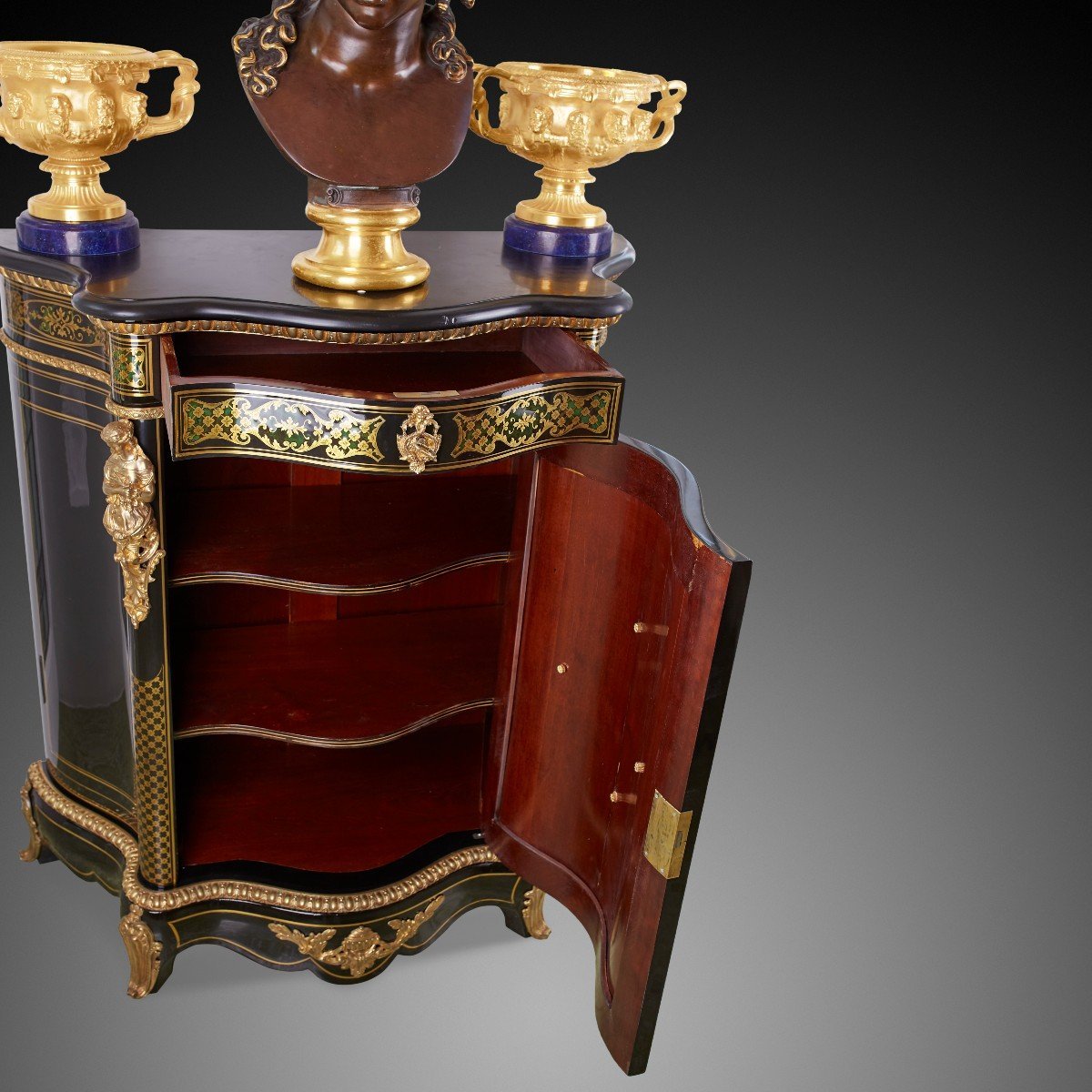 Cabinet Boulle écaille De Tortue Bleue-photo-3