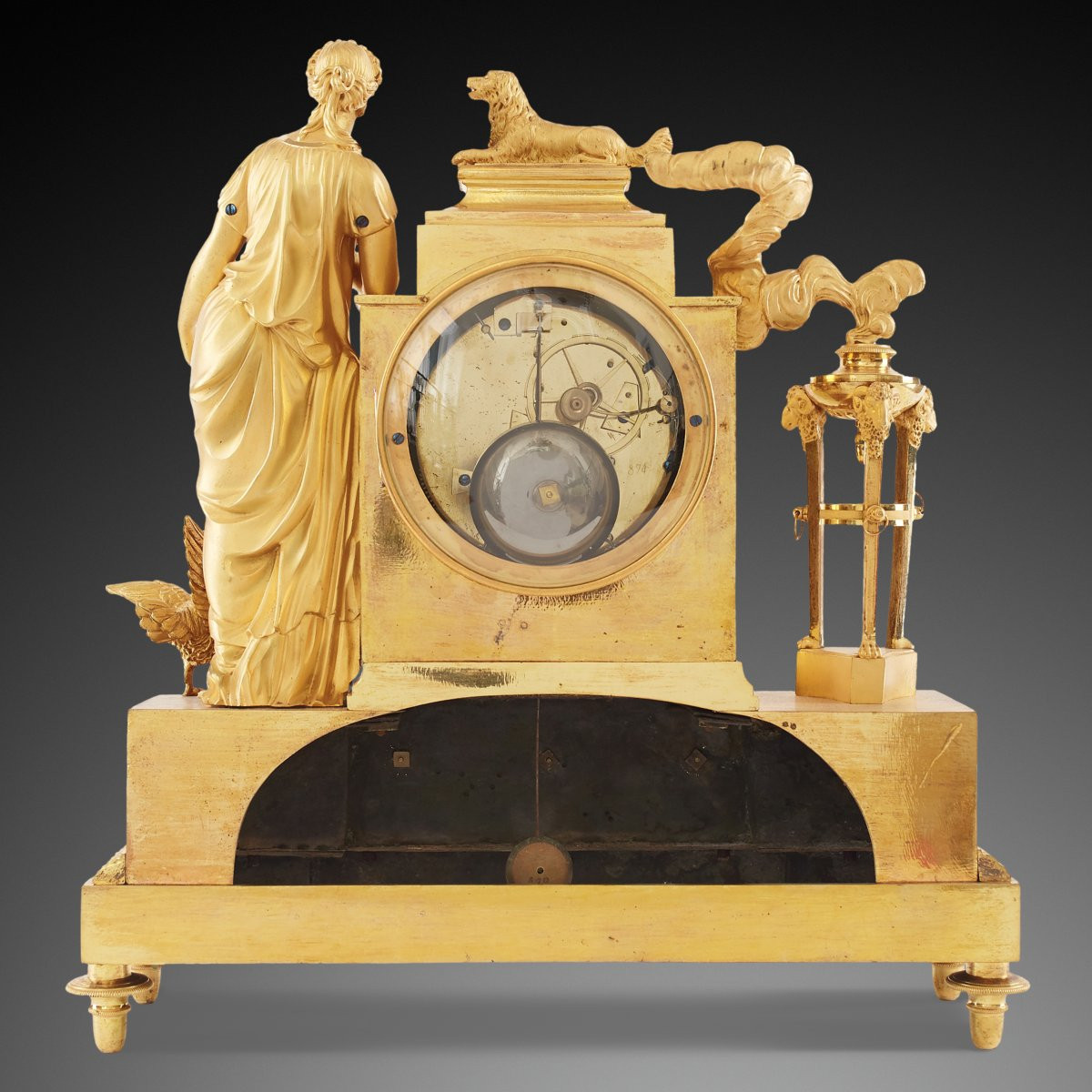 Empire Style Mantel Clock By Hartmann In Paris-photo-3