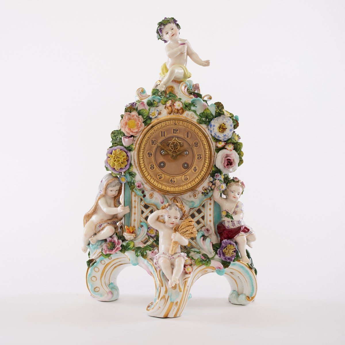 Pendule En Porcelaine De Dresde 19ème Siècle 