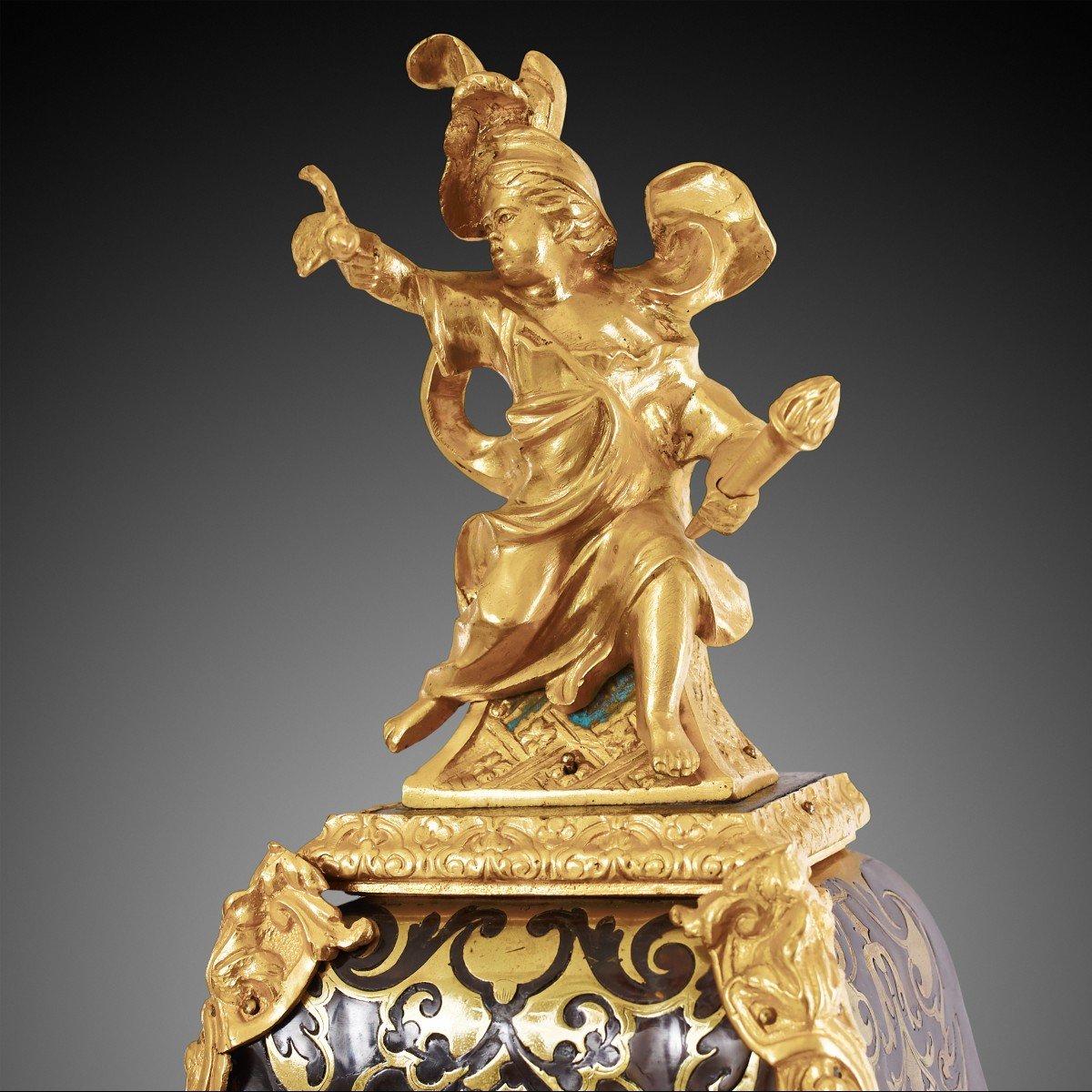 XVIIIth Boulle Style Desk Clock,-photo-2