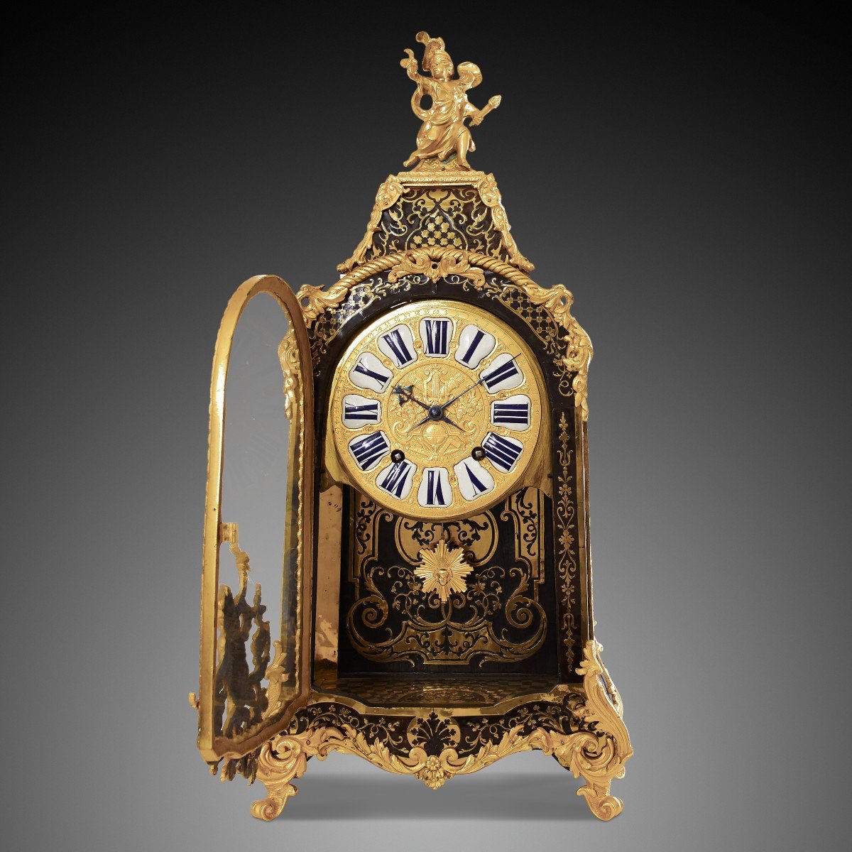 XVIIIth Boulle Style Desk Clock,-photo-3