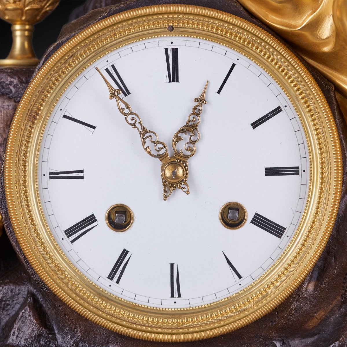 XIXth Louis Philippe Style Desk Clock Inlaid With Malachite-photo-3