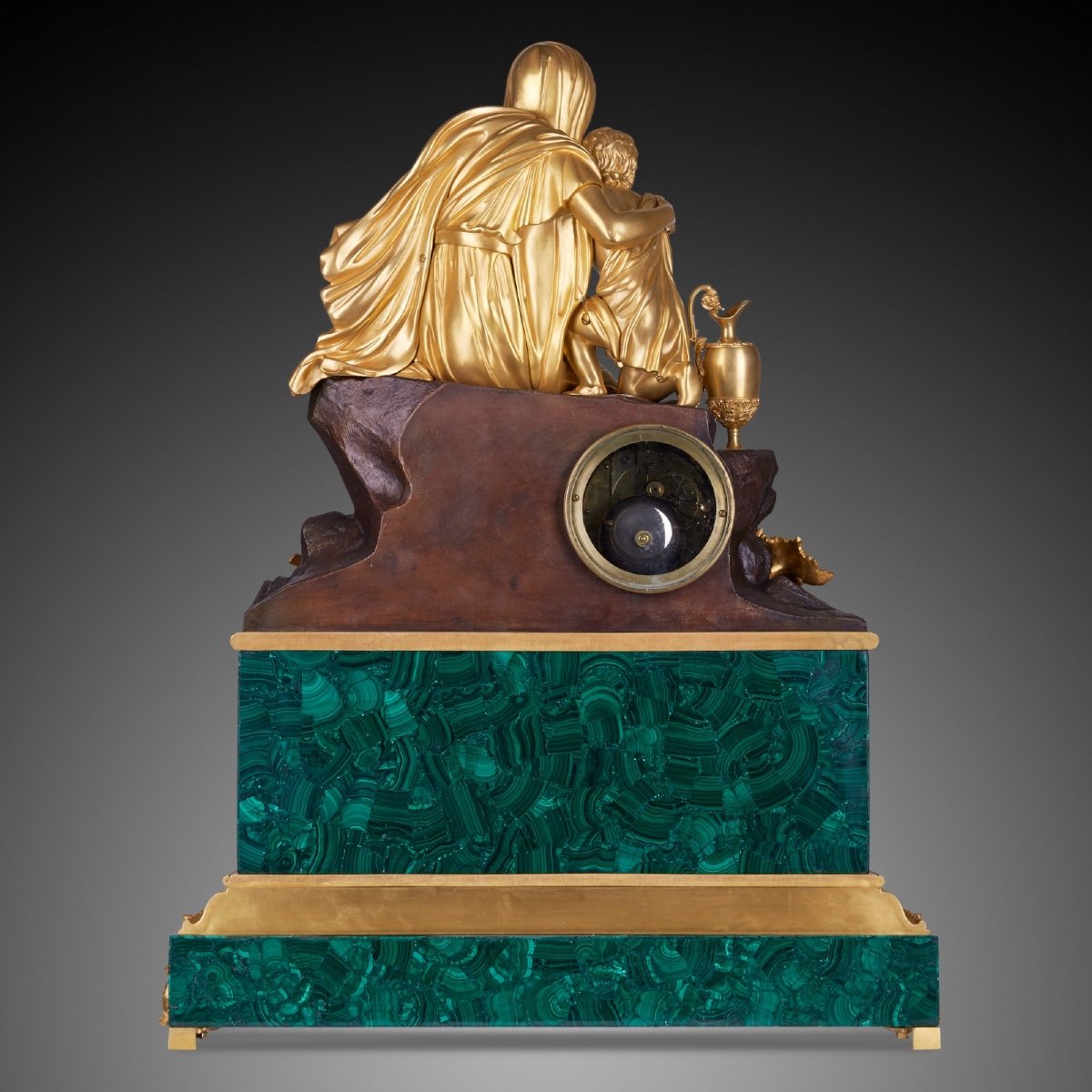 Pendule de bureau XIXème de style Louis Philippe incrustée de malachite-photo-7