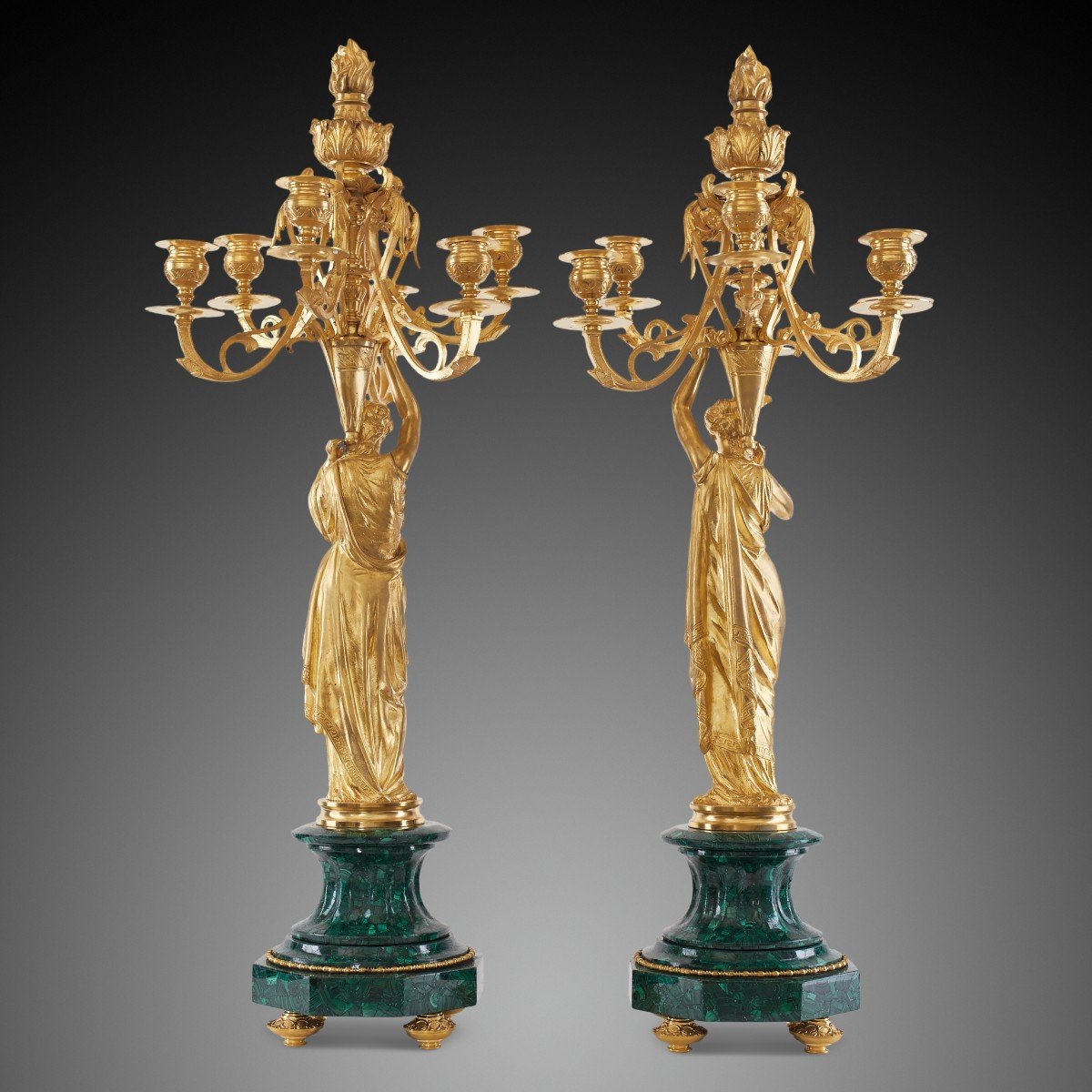 Pair Of 19th Century Candelabra, Under Napoleon.-photo-2