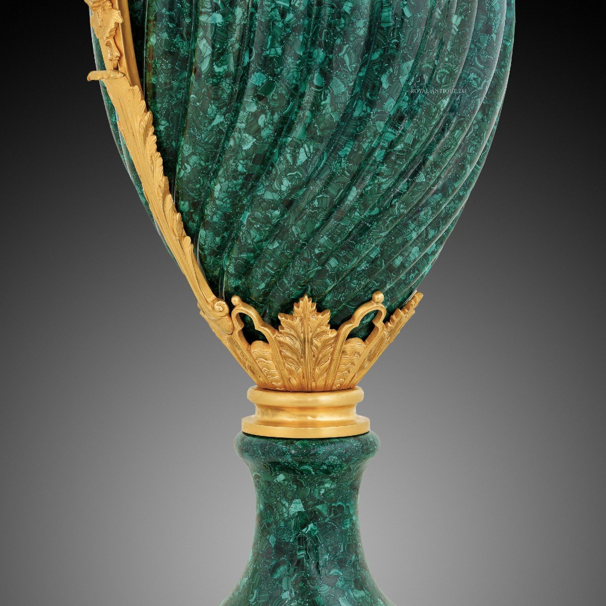 Pair Of Malachite Vases From The 20th Century, Louis XVI Style.-photo-3