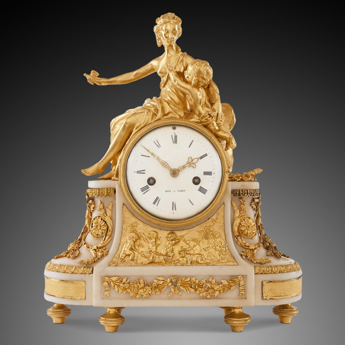 18th Century Mantel Clock Louis XV Period By Diot In Paris.
