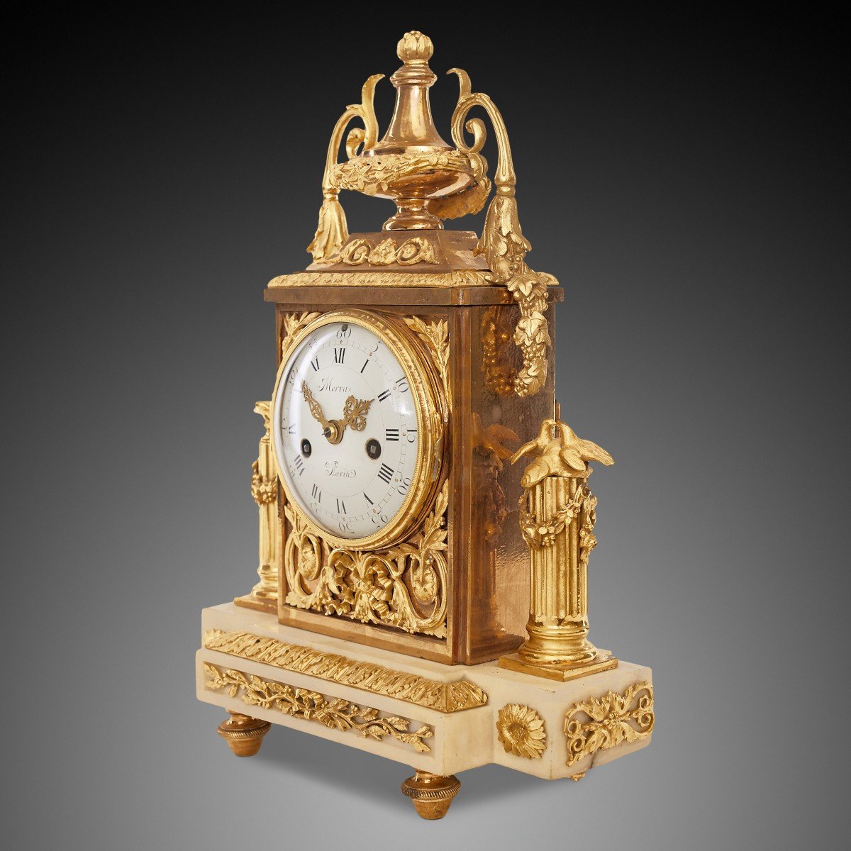 Pendule De Cheminée 18ème Siècle Epoque Louis XV Par Merra À Paris-photo-2