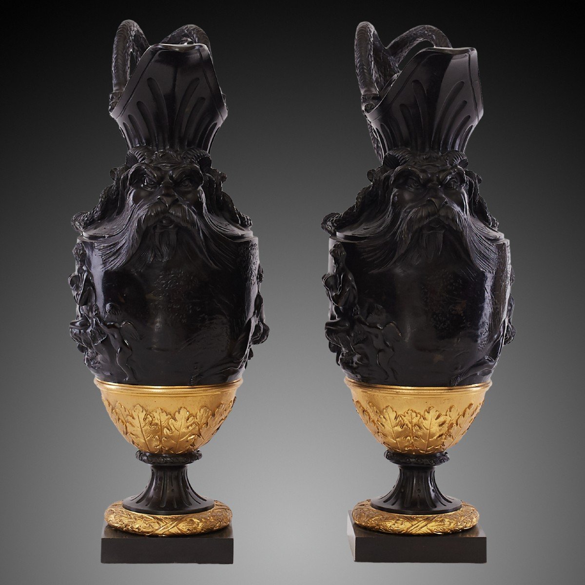 Pair Of 19th Century Cast Brass Vases.-photo-2