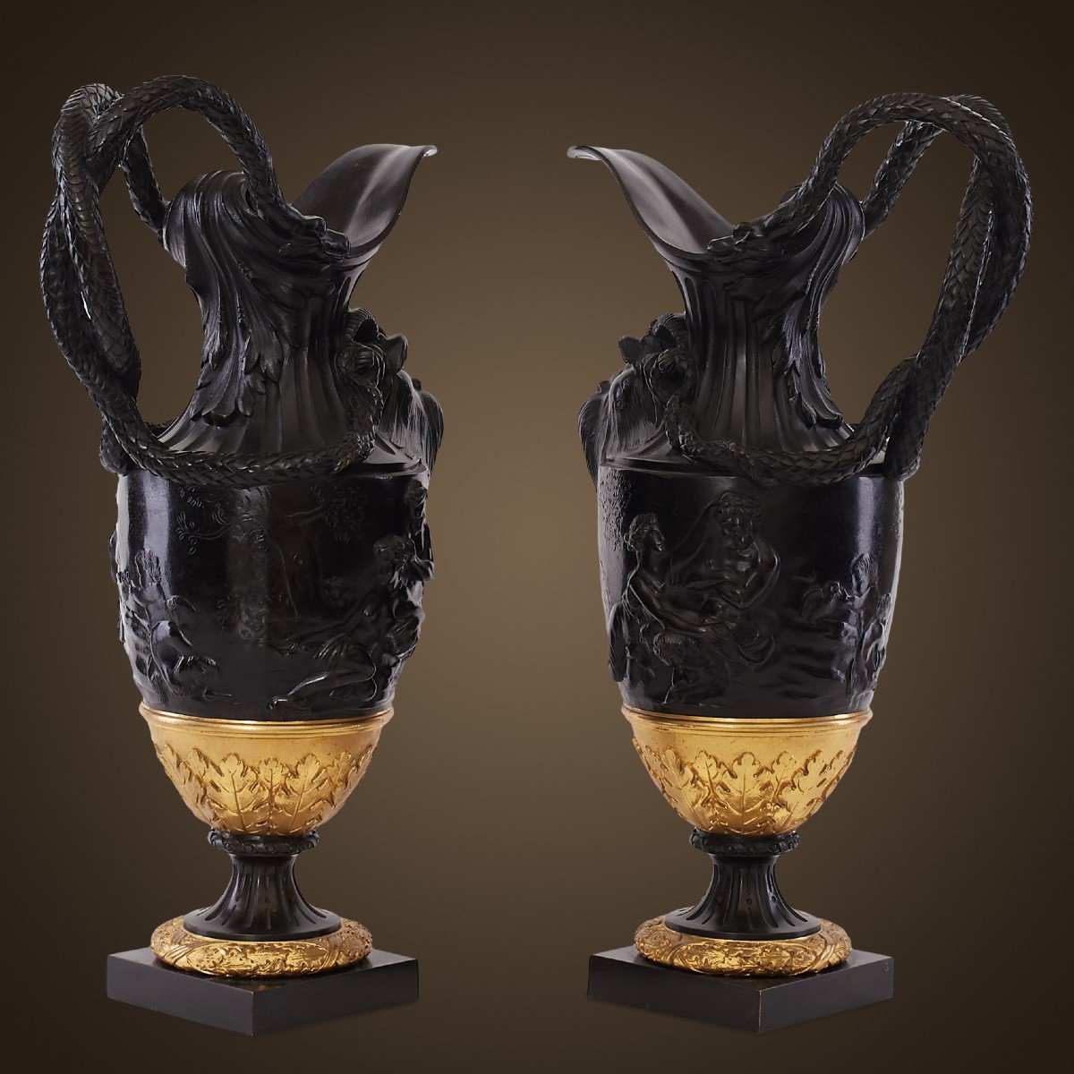 Pair Of 19th Century Cast Brass Vases.-photo-3