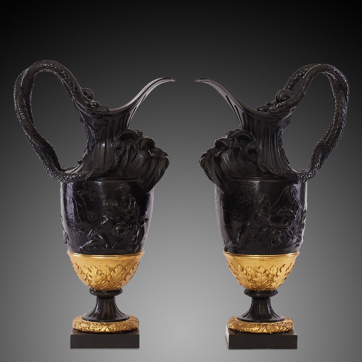 Pair Of 19th Century Cast Brass Vases.-photo-4