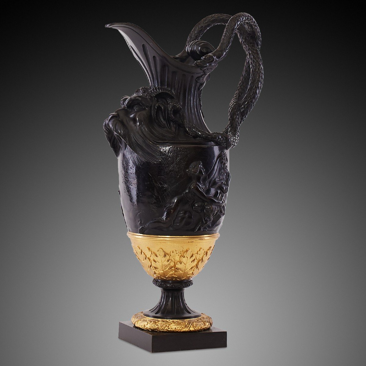 Pair Of 19th Century Cast Brass Vases.-photo-1