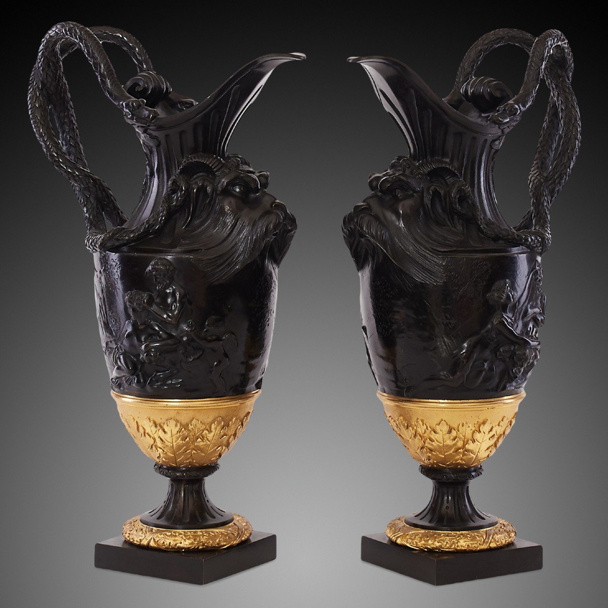 Pair Of 19th Century Cast Brass Vases.-photo-5