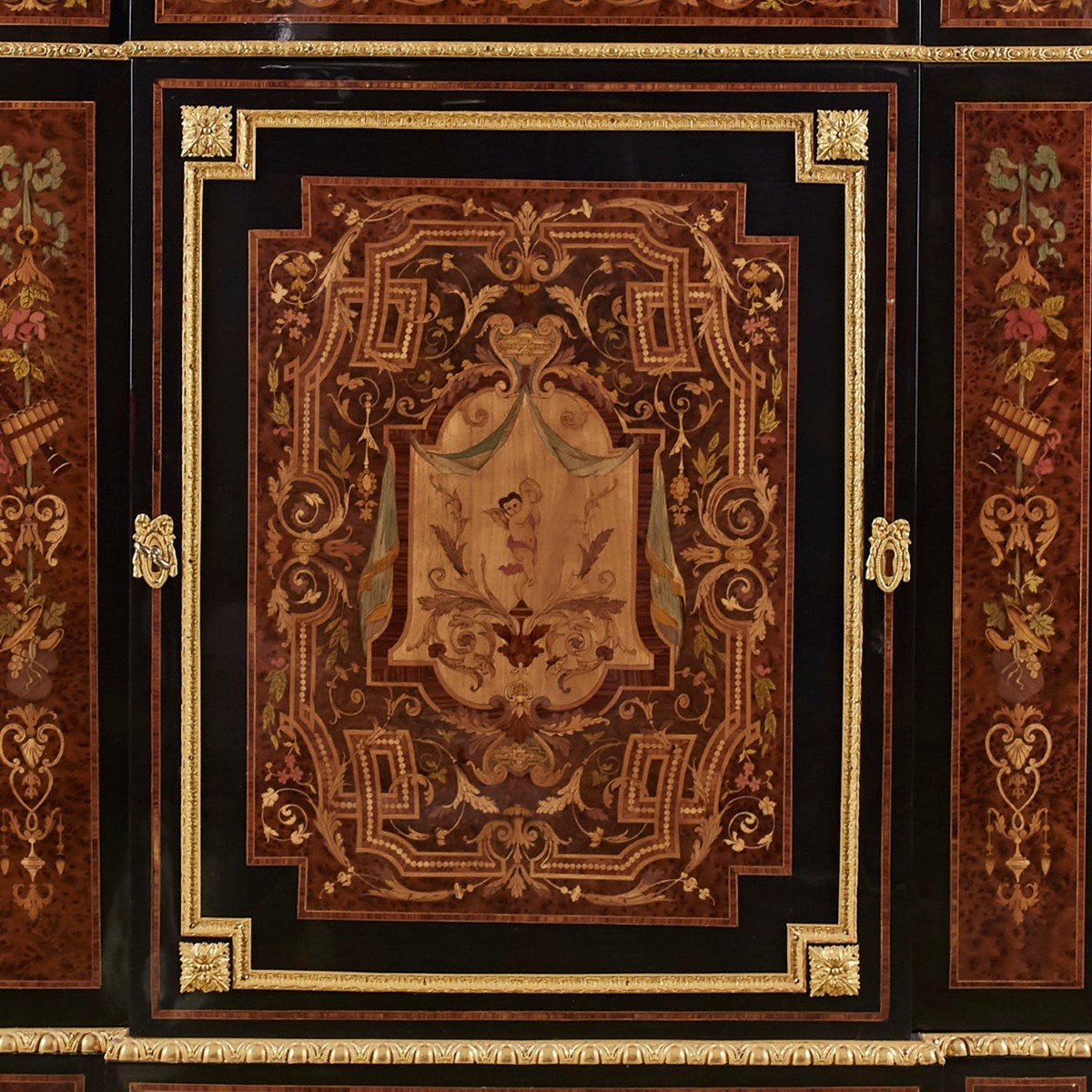 Cabinet En Bois Exotique d'époque Napoléon III XIXème Siècle.-photo-2