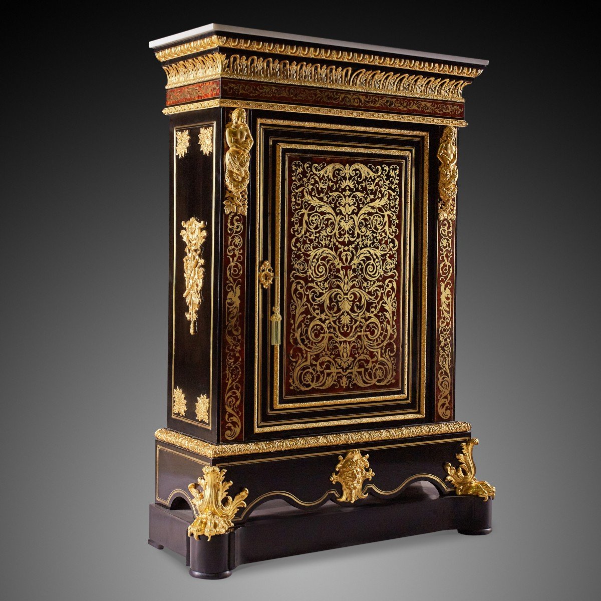 Boulle Style Chest Of Drawers, Napoleon III From The 19th Century.-photo-2