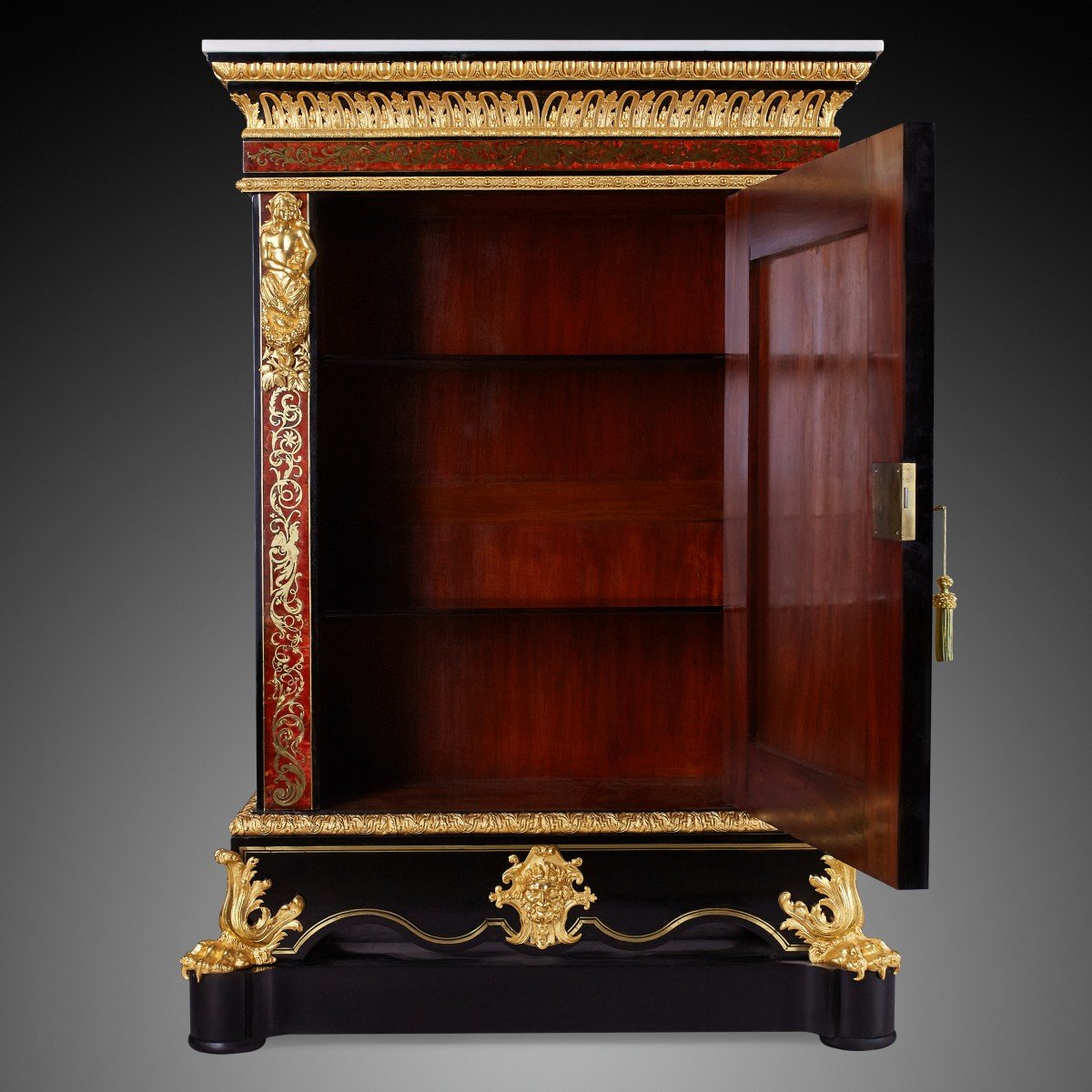 Boulle Style Chest Of Drawers, Napoleon III From The 19th Century.-photo-7