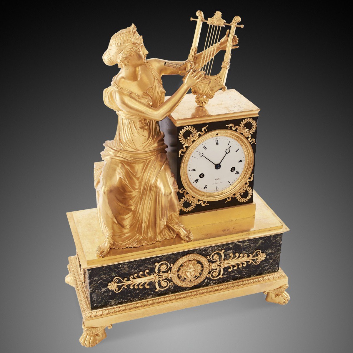 19th Century Empire Style Mantel Clock By Galle, Rue Vivienne In Paris-photo-4