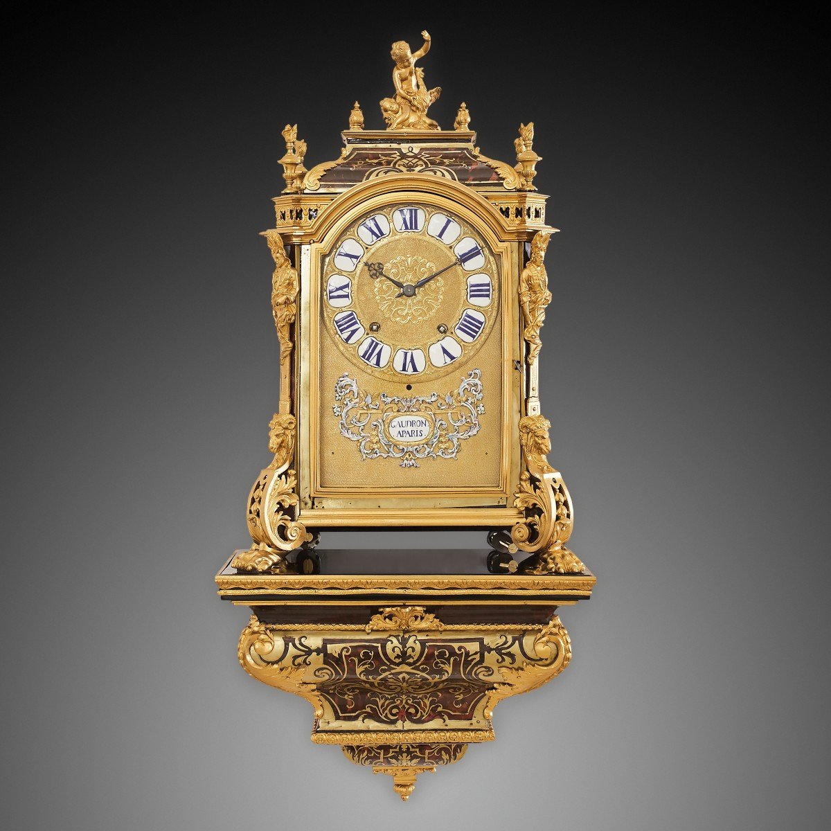 18th Century Wall Clock Louis XV-gaudrom In Paris