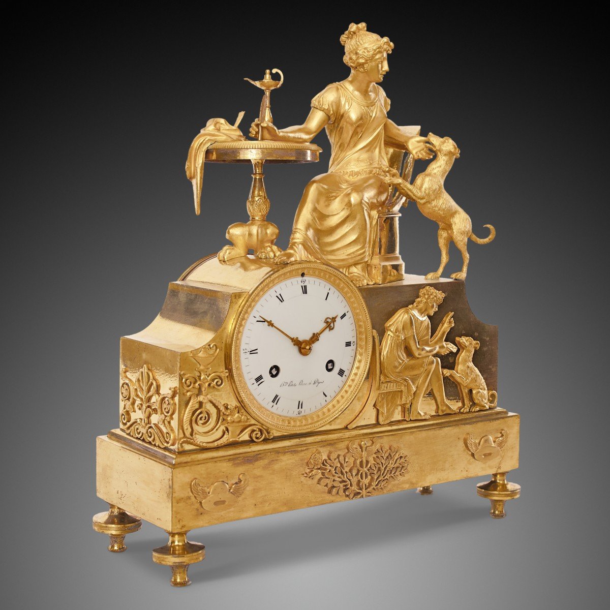 19th Empire Style Mantel Clock By Petit Pizze In Dijon-photo-2