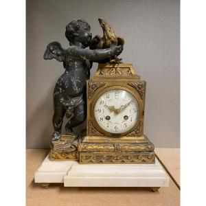 Chime Mantel Clock, 19th Century Angel Au Coq