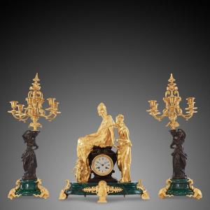 Set Horloge & Candélabre 19ème Siècle Napoléon III