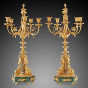 Pair Of Louis XVI Style Candlesticks, 19th Century