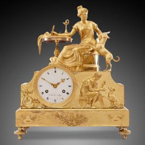 19th Empire Style Mantel Clock By Petit Pizze In Dijon