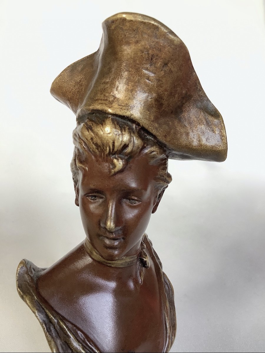 Georges Van Der Straeten. Small Elegant Belle Epoque Bust In Bronze-photo-3