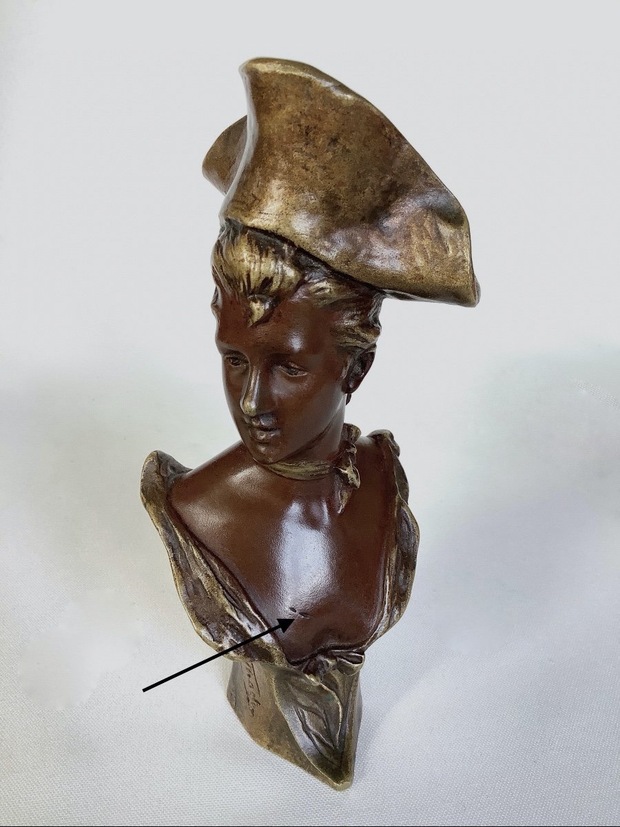 Georges Van Der Straeten. Small Elegant Belle Epoque Bust In Bronze-photo-4