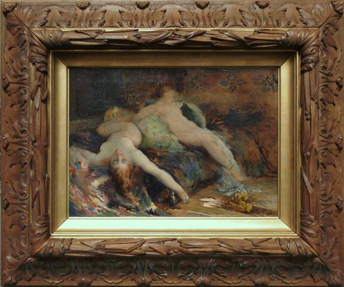 Naked Women On The Couch - Henri Le Riche - Late 19th Century - Orientalism-photo-2