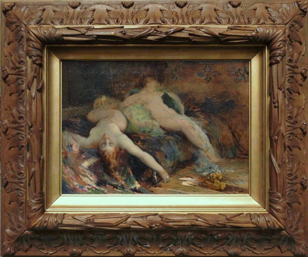 Femmes Nues Au Divan - Henri Le Riche - Fin XIXème - Orientalisme-photo-2