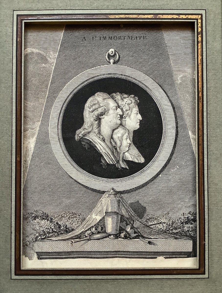 Souvenir Royaliste. Louis XVI, Le Dauphin Et Marie-Antoinette. Gravure Vers 1815-photo-2