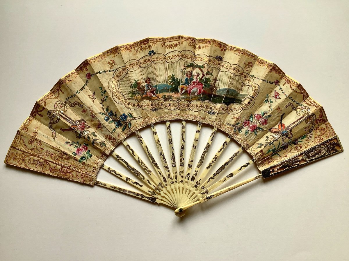 Painted Silk Fan, 18th Century-photo-5