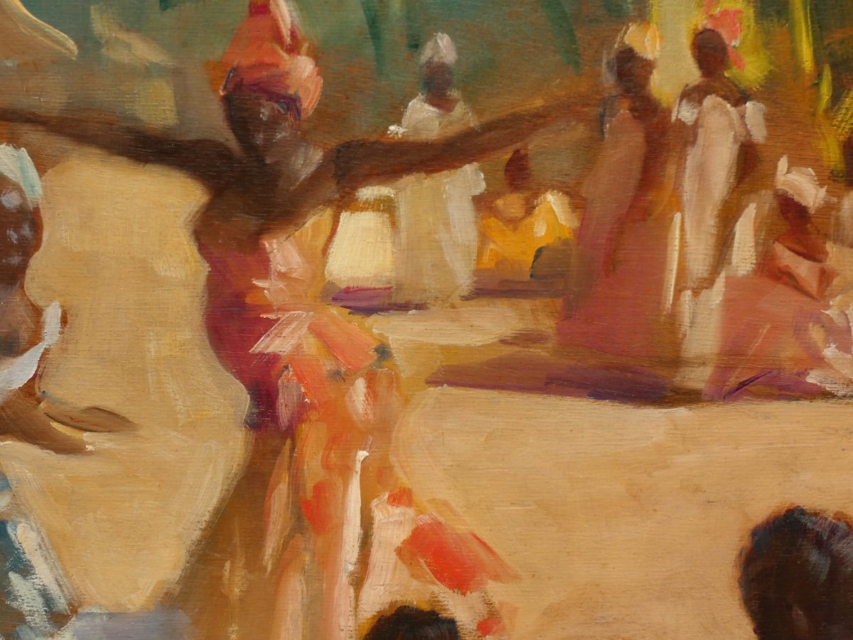Gaston Parison  "the Dance" Around 1920 - Travel Painter- Africanism-photo-1