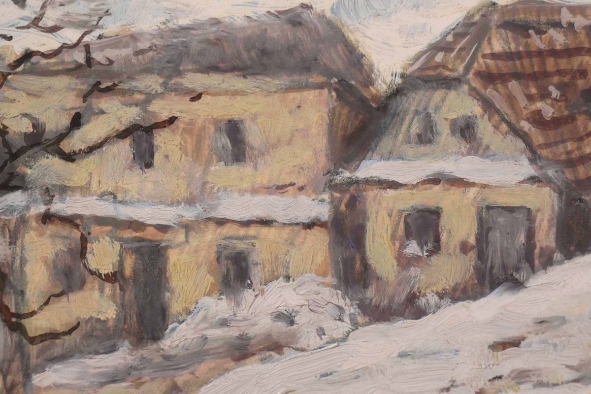 Jaroslav Panùska, Painting «  The Village, 1947" - Czech School - Naturalism  -photo-3