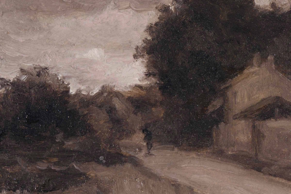 Victor Lecomte « village Entrance », Barbizon 1919 - Post-impressionism-photo-2