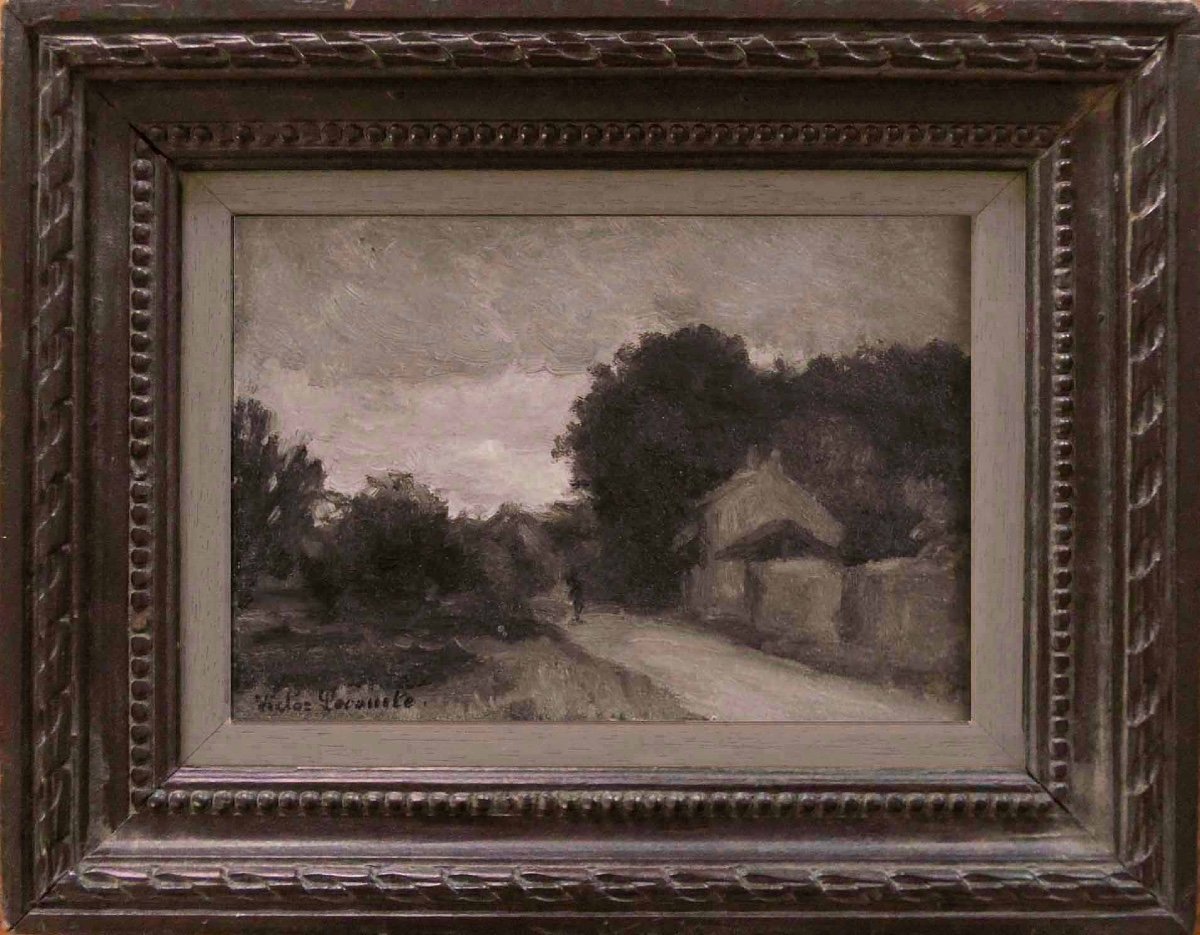 Victor Lecomte « village Entrance », Barbizon 1919 - Post-impressionism-photo-4
