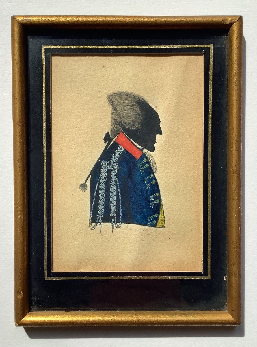 Portrait Silhouette  d'Un Militaire. Aquarelle 