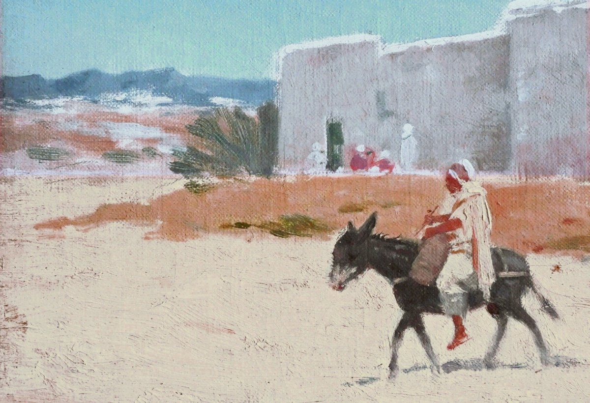 Scène de vie autour d'un marabout,  fin XIXème - Jules Monge - peintre de guerre, orientaliste-photo-3