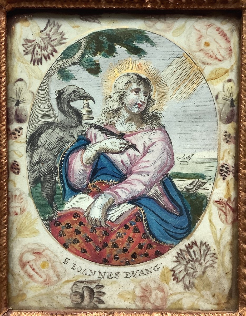 Portrait Of St John The Evangelist On Vellum. 18th Century-photo-2