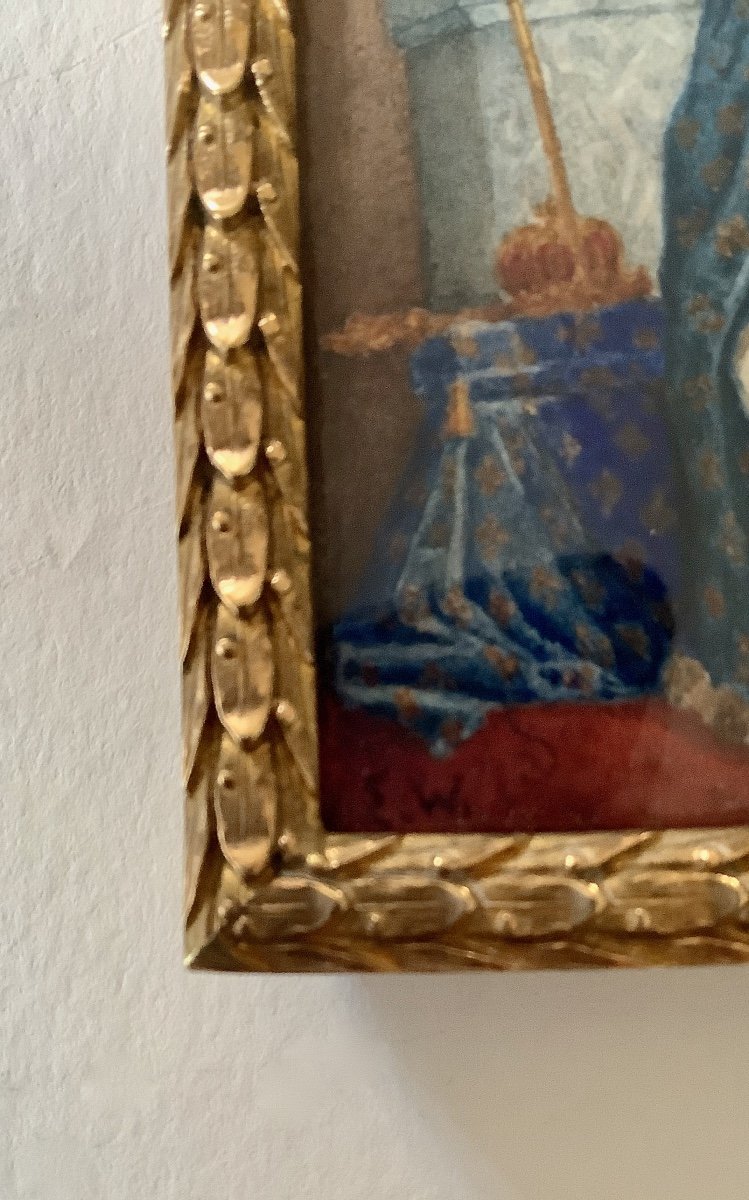 Louis XIV In Coronation Costume. Miniature After Hyacinthe Rigaud-photo-2