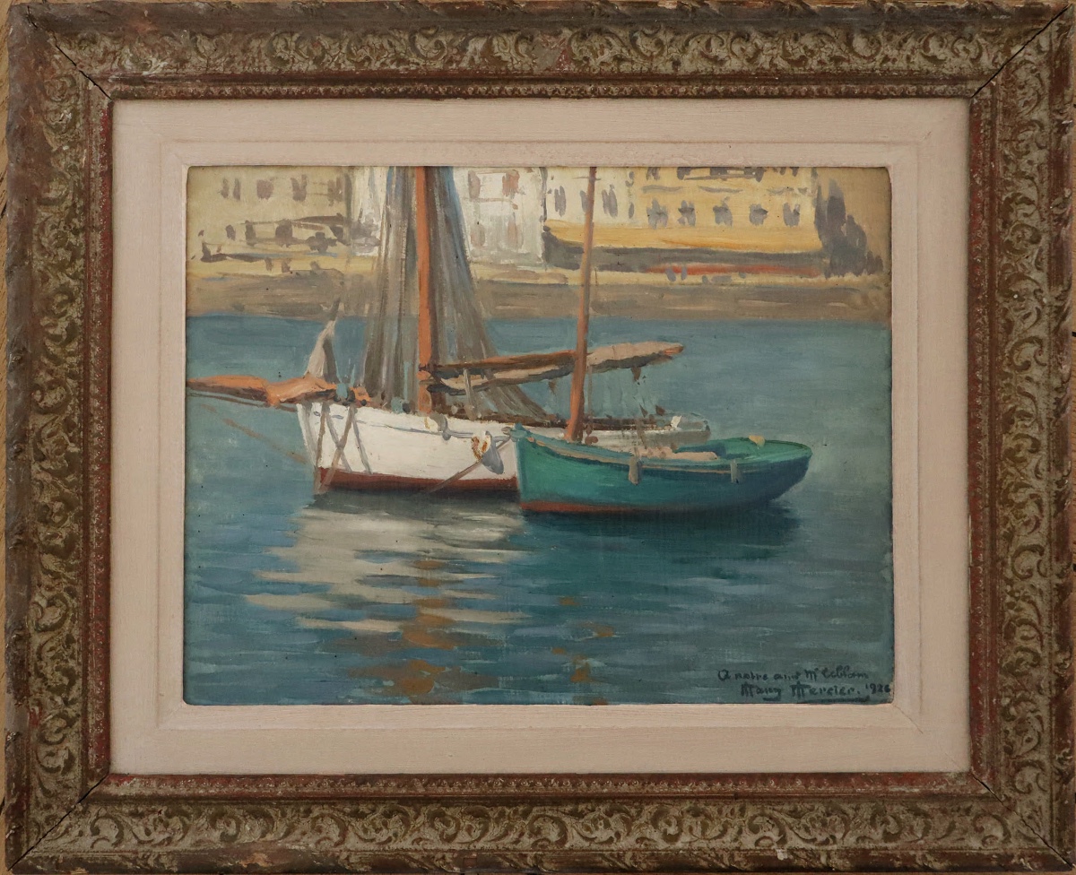 " Belgian Quay" Marseille - Painting By Adolphe Mary Mercier - Painter Of Marines And The South-photo-2