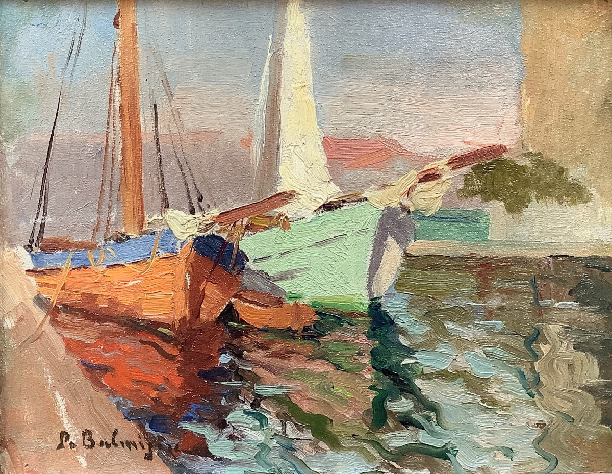 " Les Voiliers " Tableau Par Paul Balmigere (1882 - 1953)