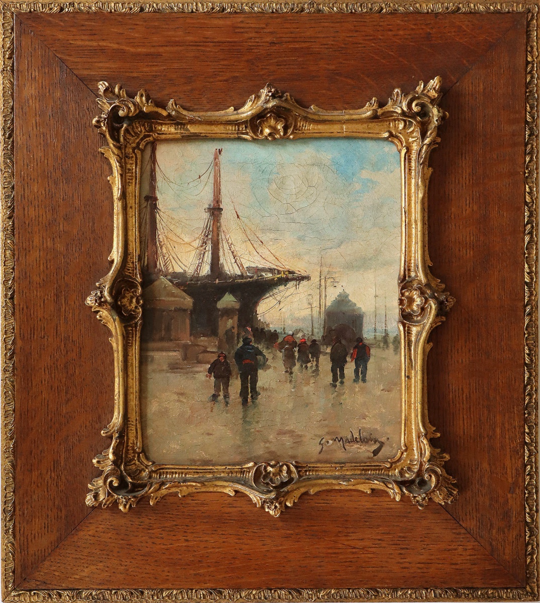 Tableau par Gustave Madelain " Sur Les Quais" - Post-impressionnisme       
