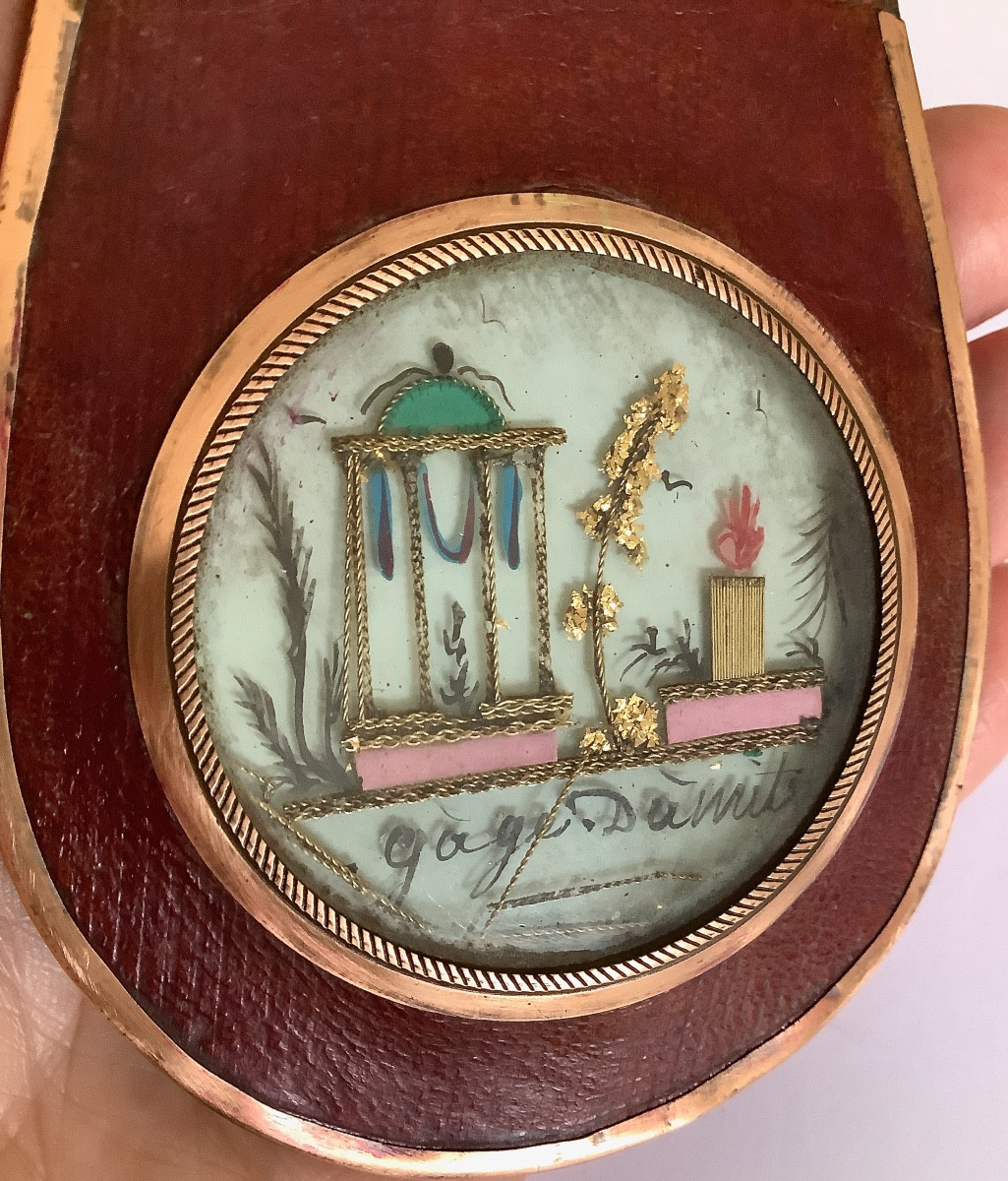 "token Of Friendship" Small Purse With Eludoric Miniature, Restoration Period-photo-3