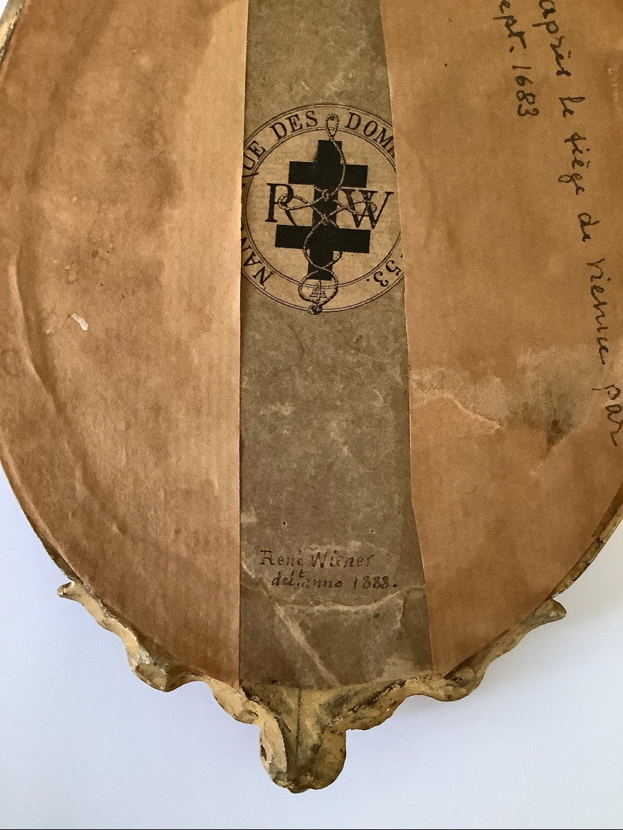 Armoiries  XVIIe Sur Velin. Encadrement  XIXe de René Wiener (Ecole de Nancy)-photo-3