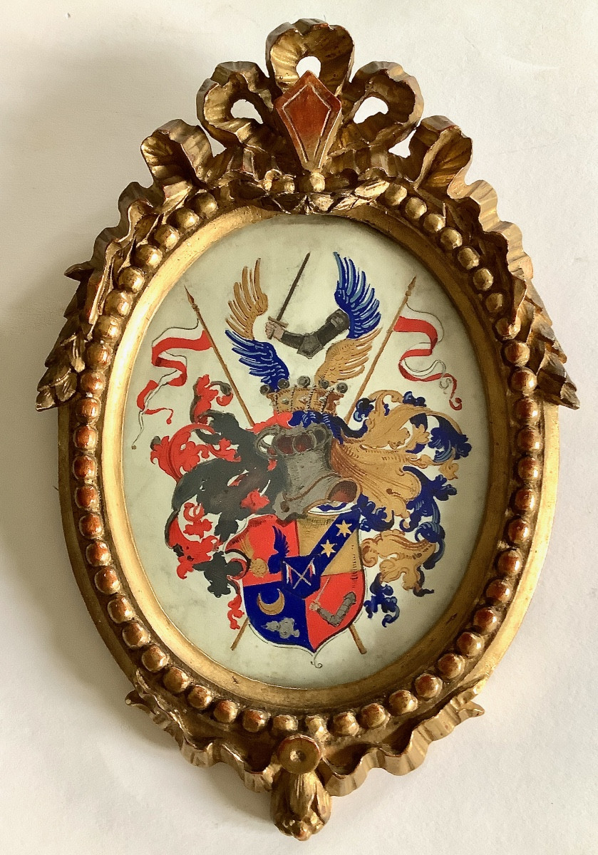 Armoiries  XVIIe Sur Velin. Encadrement  XIXe de René Wiener (Ecole de Nancy)